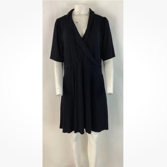 Boden Sz 20 Fixed Wrap Jersey Dress In Black Viscose Stretchy Pullover Style - Picture 1 of 8